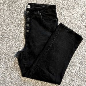 Loft Curvy High Rise Straight Black Denim